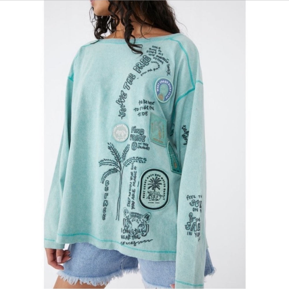 Free People Ivy Long Sleeve Tee Top GOLD. NWOT